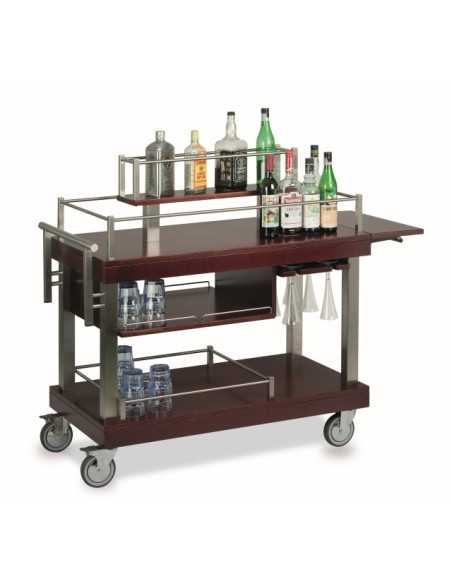 Carro de servicio - Ideal para bebidas espirituosas - Soporte central - Madera maciza - cm 136.6 x 59 x 114.1 h