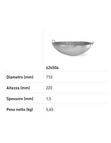 Wok - Con maniglie - mm Ø 700 x 235h