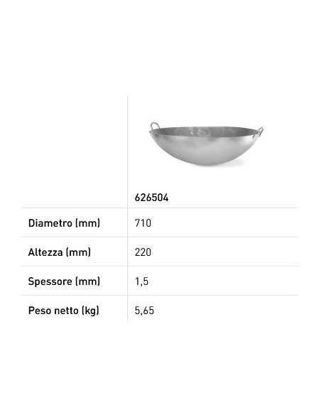 Wok - Con maniglie - mm Ø 700 x 235h
