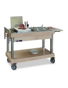 Thermal trolley - Solid wood - Stainless steel tub with...
