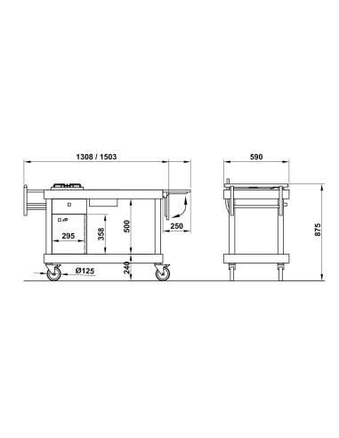 Carrello flambé - Legno massello - N.1 fuoco -...