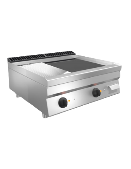 Electric fry top - For counter - 1/3 grooved 2/3 smooth chromed plate - Three-phase - cm 80 x 70 x 29.5 h