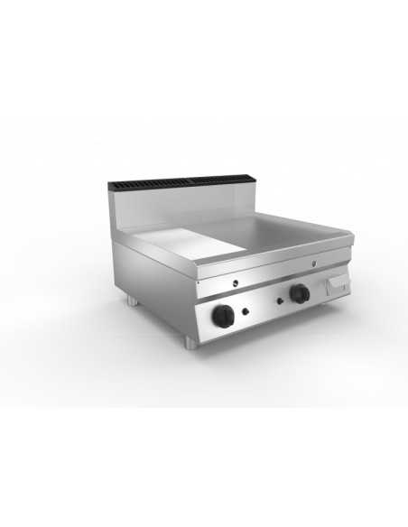 Gas Fry Top - Encimera - Placa 1/3 ranurada 2/3 lisa acero inoxidable - Dimensiones cm 80 x 70 x 29.5 h