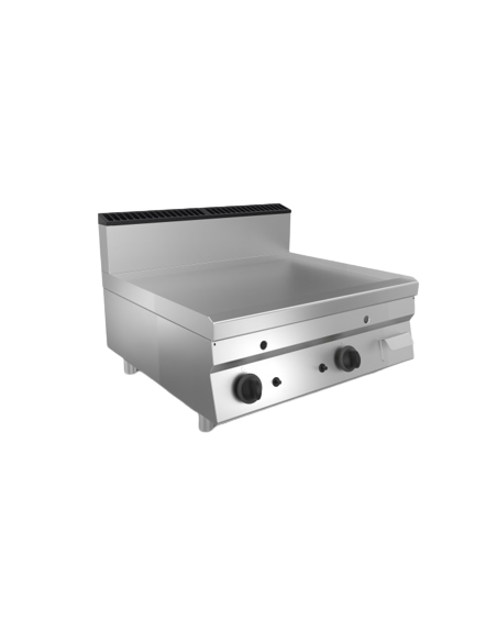Gas fry top - Counter top - Smooth stainless steel plate - Dimensions 80 x 70 x 29.5 h cm