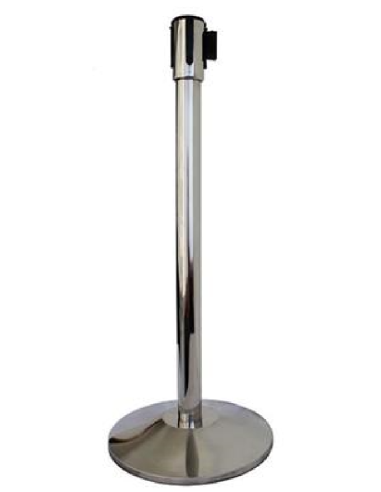 Column with ribbon - Stainless steel color - 2 m ribbon - Height 90 cm