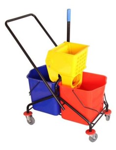 Cleaning trolley with 2 buckets and wringer 2