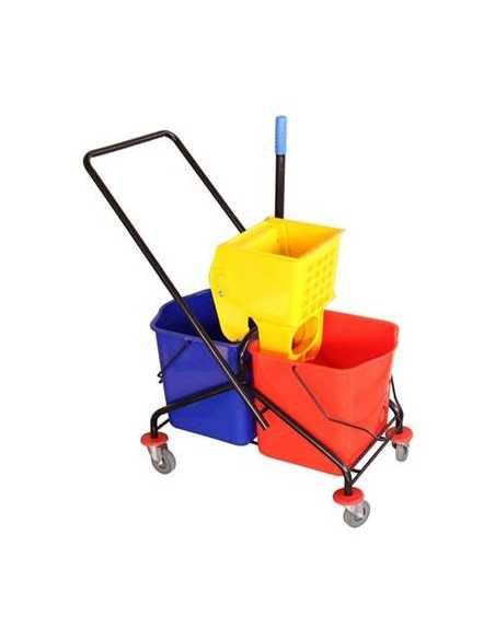 Carro de limpieza con 2 cubos y escurridor