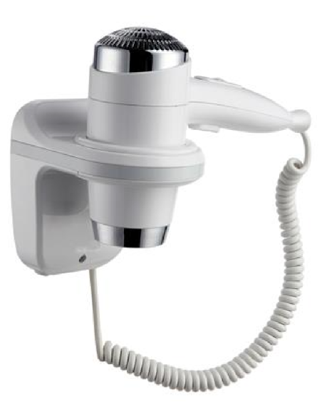 Asciugacapelli bianco con supporto parete 1600 W