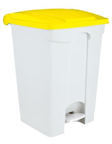 Waste bin - Pedal operated - Yellow lid - Capacity 45 l - Dimensions 42 x 40 x 80 h cm