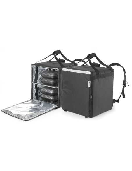 Mochila de reparto de comida - Negra - Hasta 10 cajas de pizza - Térmica - 41 x 41 x 49h cm