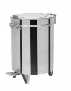 Round waste bin - Stainless steel - Capacity 50 l - Pedal...