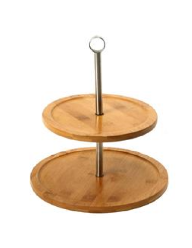 Soporte para tartas de dos niveles - Bambú - Dimensiones 25 cm