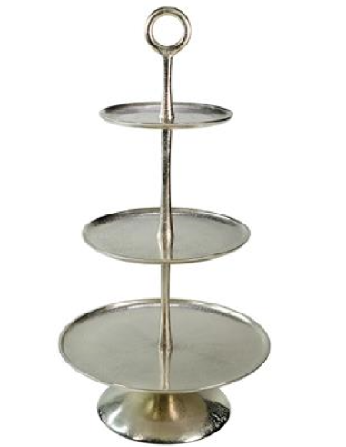 Three tier cake stand - Aluminum - Shelves of 38/29/21.5 cm - Dimensions 65 cm