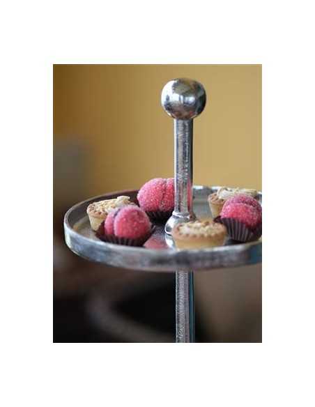 Soporte para tartas de tres niveles - Aluminio - Baldas de 38/29/21,5 cm - Dimensiones 65 cm