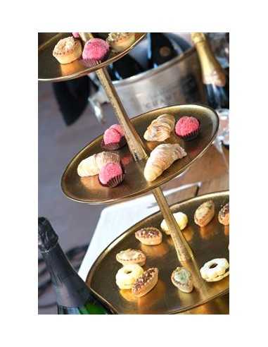 Three tier cake stand - Gold aluminum - Shelves...