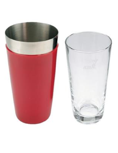 Red shaker with glass 50 cl