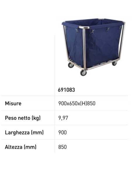 Cestone portabiancheria - Sacco in Oxford - Con ruote - mm 900 x 650 x 850h