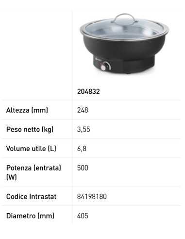 Chafing dish - Electric - Power W 500 - Up to...