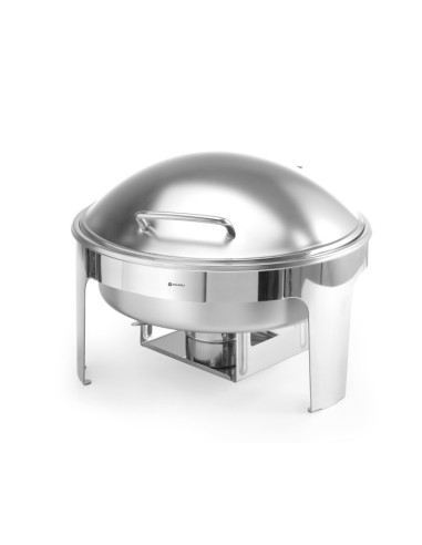 Chafing dish rotondo - Finitura Satinata - Contenitore per combustibile - mm 465 x 420 x 320h