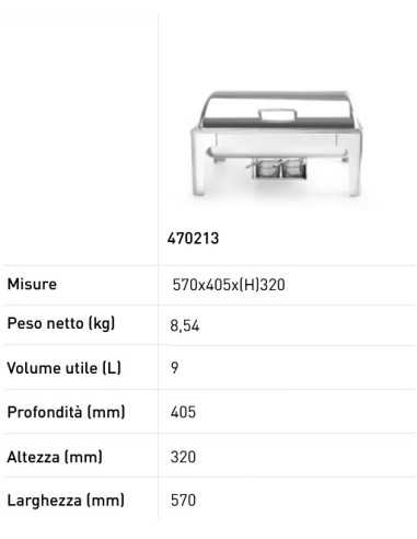 Chafing dish GN 1/1 - Finitura a specchio -...