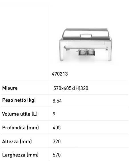 Chafing dish GN 1/1 - Mirror finish - Double container for fuel - mm 570 x 405 x 320h