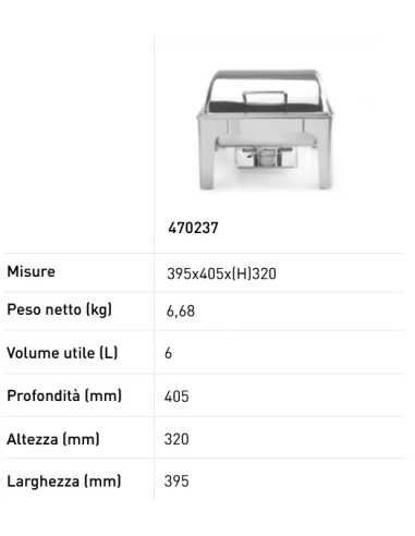 Chafing dish GN 1/2 - Mirror finish - Fuel...