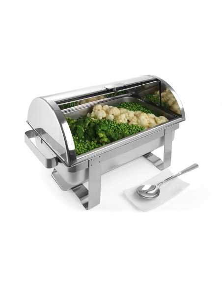 Chafing dish rolltop - Teglia GN 1/1 - Doppio contenitore per combustibile - mm 590 x 340 x 400h