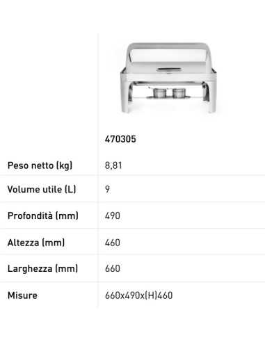Chafing dish rolltop - Teglia GN 1/1 - Doppio...