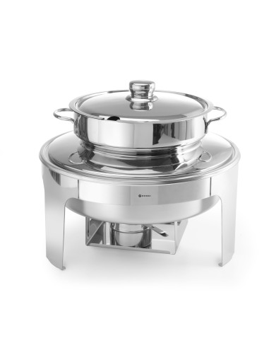 Chafing dish da zuppe - Finitura a specchio - Contenitore per combustibile - mm Ø 420 x 380h