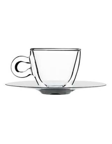 Cappuccino cup 16.5 cl - Stainless steel plate - 5 1/4 oz - Dimensions cm 8.2 Ø x 7.3 h