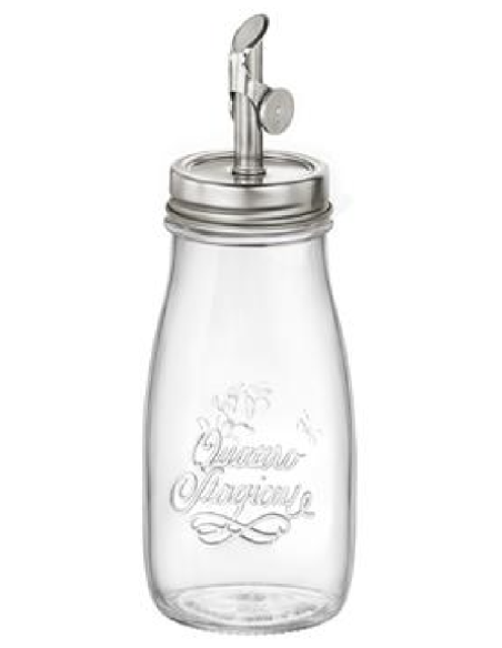 Botella de aceite 40 cl - Con tapón - Oz 13 1/2 - Dimensiones cm 8 Ø x 19 h