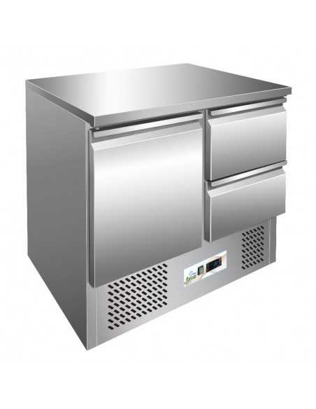 Saladette refrigerada - N. 1 puerta + 2 cajones - Refrigeración estática - cm 90 x 70 x 85 h