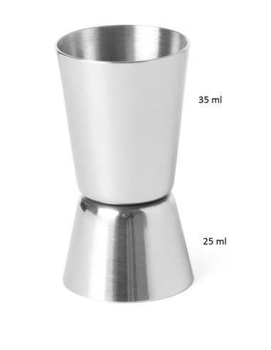 Vaso medidor - 2 lados - Capacidad ml 25 + ml 35 - Dimensiones mm Ø 40 x 73h