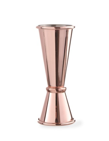 Vaso medidor de cobre - 2 lados - Capacidad ml 25 + ml 50 - Dimensiones mm Ø 40 x 110h