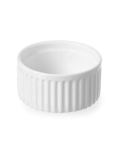 Taza para hornear rayada - En porcelana - Blanco brillo - Ø mm 70 x 35h