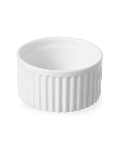 Taza para hornear rayada - En porcelana - Blanco brillo - Ø mm 90 x 48h