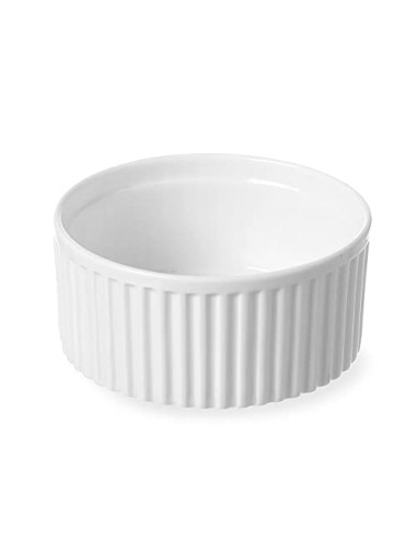 Taza para hornear rayada - En porcelana - Blanco brillo - Ø mm 100 x 25h