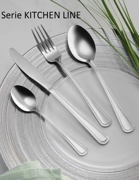Coltello da tavola - In acciaio - Linea Kitchen Line - 6 pezzi - Lunghezza mm 215