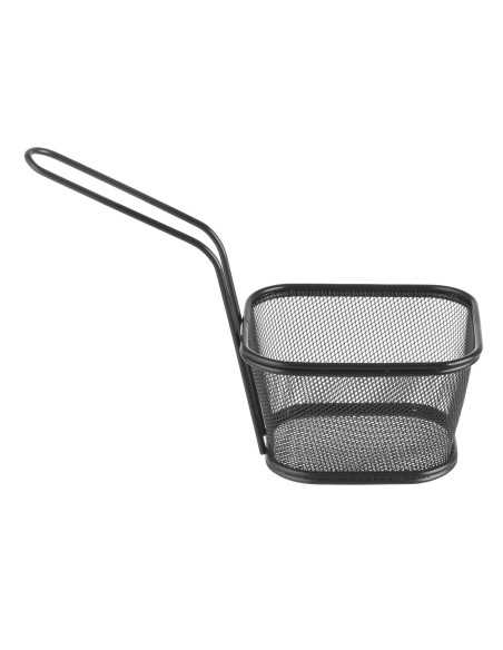 Mini cestelli per frittura - Impilabili - In acciaio inox - Rifinitura nera opaca - mm 130 x 115 x 80h