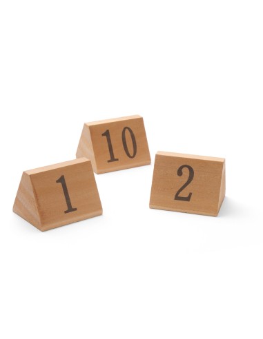 Targhette numerate da 1 a 10 - 10 pezzi - In legno - mm 55 x 48 x 44h