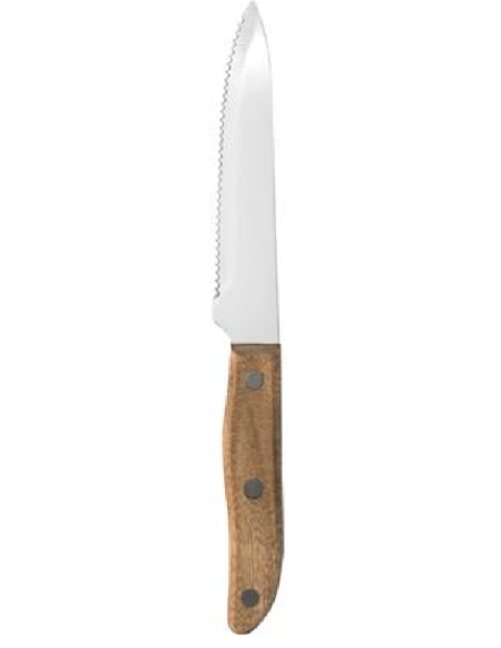 Coltello bistecca - Seghettato - Acciaio - Manico in legno - Dimensioni cm 24.4