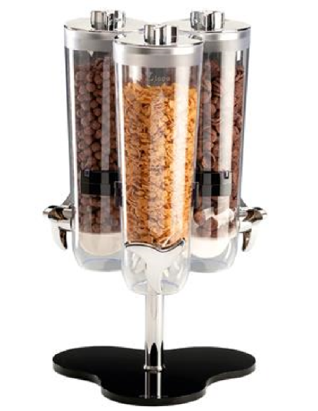 Dispenser per cereali - Policarbonato - 3 contenitori - Dimensioni cm 26 x 26 x 46 h