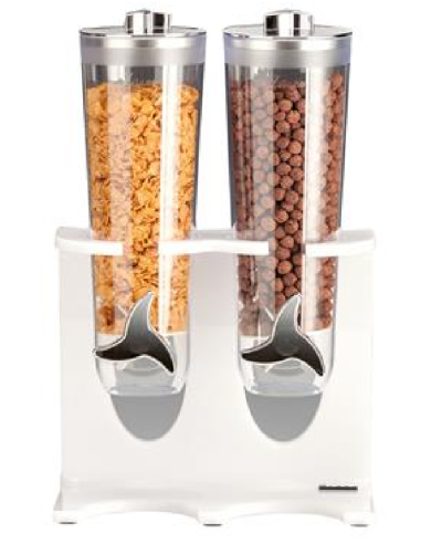 Dispenser per cereali - Policarbonato - 2 contenitori - Dimensioni cm 28 x 17 x 44 h