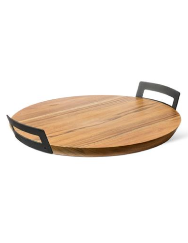 Tagliere tondo - 2 manici - Acacia - Dimensioni...