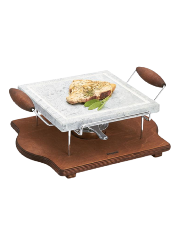 Petra ollare quadrata - Supporto legno/inox -...