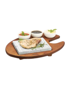 Petra ollare rettangolare - Supporto legno - 3 ciotole -...