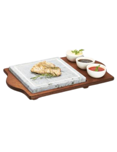 Petra ollare quadrata - Supporto legno - 3 ciotole -...
