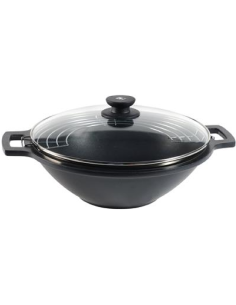 Wok - 2 manici - Coperchio e griglia - Alluminio...
