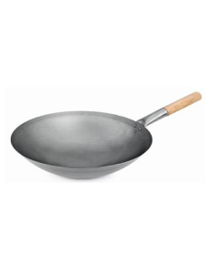 Wok - 1 manico - Fondo Svasato - Manico Legno