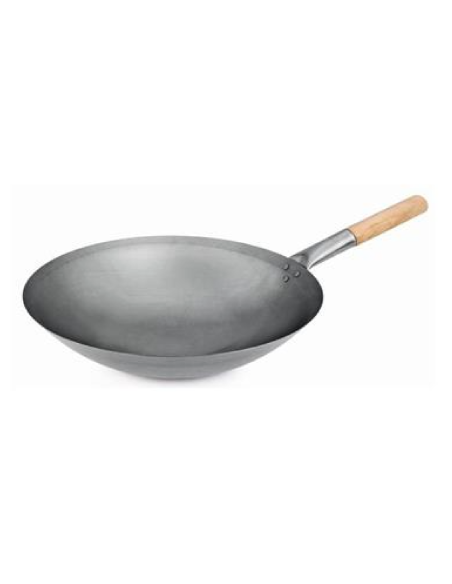 Wok - 1 handle - Flared bottom - Wooden handle
